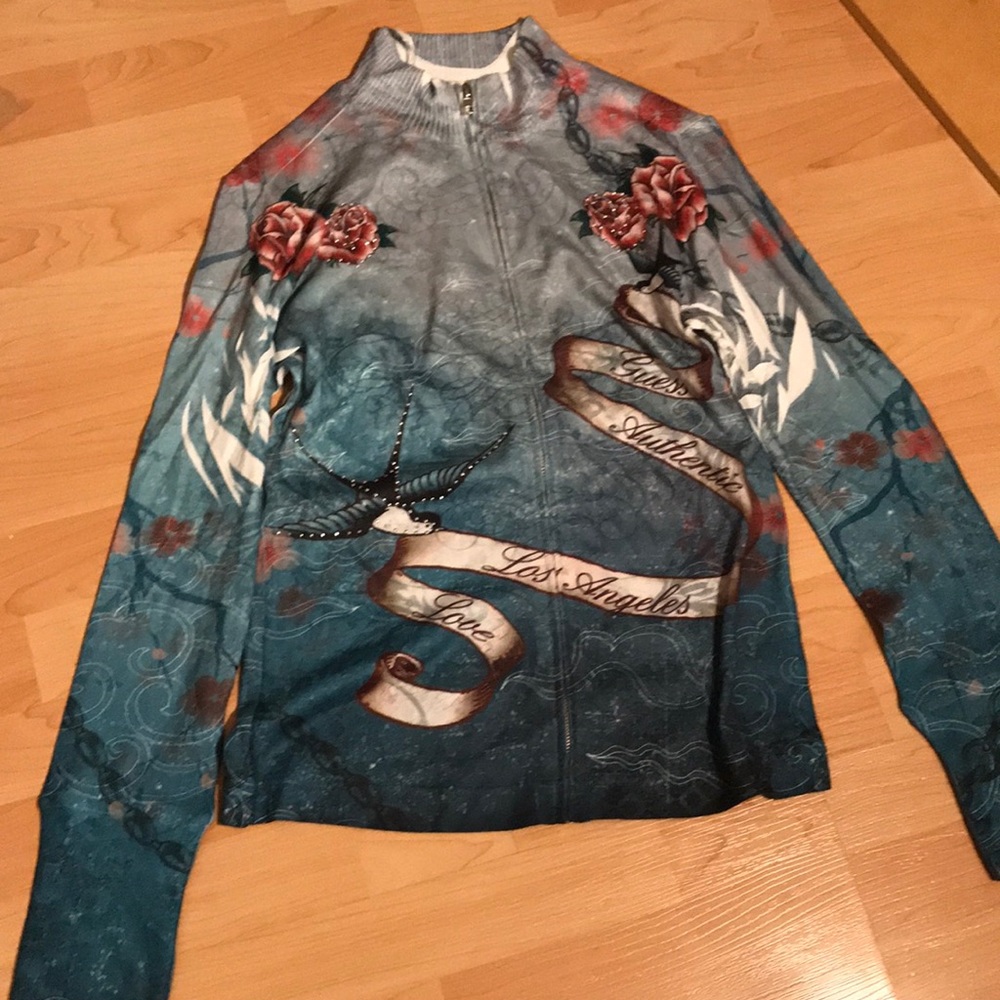 Women’s Guess long sleeve zip up sweater size L